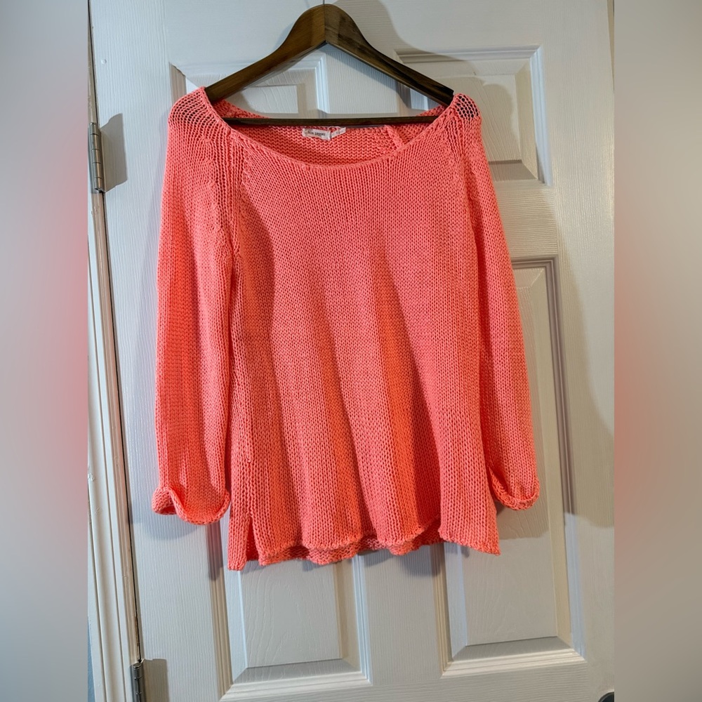 Anthropologie Blu Pepper Chunky Brush Knit‎ Coral Small Sweater Y2K 90s